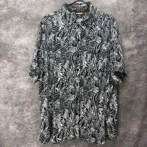 Harley Davidson Hawaiian Button Shirt Women's Plus Size 3X Black Eagle Flag AOP